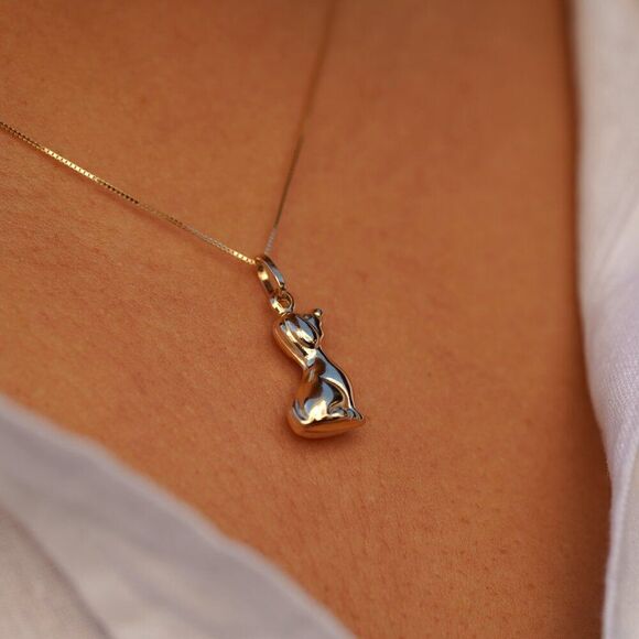 14K Gold Dog Charm Pendant | Elegant Pet Lover Jewelry by Tehrani Jewelry - Picture 2 of 4